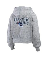 Wear by Erin Andrews Women's Heather Gray Tennessee Titans Speckled Fleece Cropped Full-Zip Hoodie