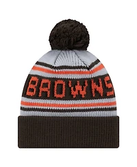 New Era Big Boys and Girls Brown Cleveland Browns Main Cuffed Knit with Pom Hat