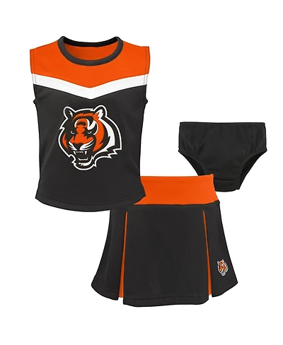 Outerstuff Girls Preschool 2-Piece Black Cincinnati Bengals Spirit Cheerleader Set with Bloomers