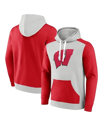 Fanatics Men's Gray/Red Wisconsin Badgers Primary Arctic Pullover Hoodie