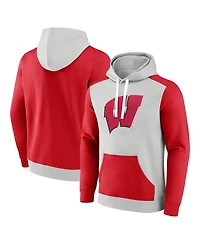Fanatics Men's Gray/Red Wisconsin Badgers Primary Arctic Pullover Hoodie