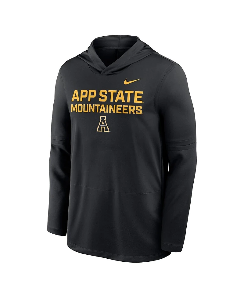 Nike Men's Black Appalachian State Mountaineers Sideline Dri-fit Lightweight Sweatshirt