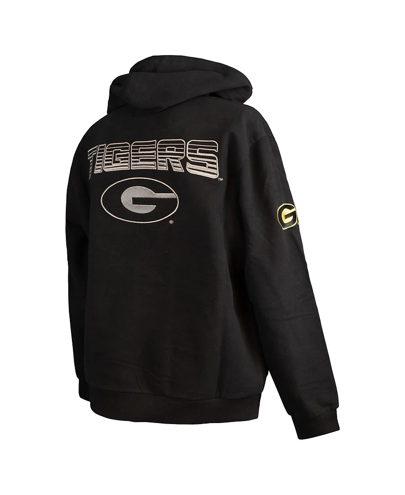 Fisll Men's Black Grambling Tigers Puff Print Sliced Pullover Hoodie
