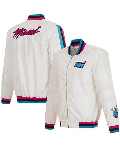 Jh Design Men's White Miami Heat 2024/25 City Edition Full-Zip Nylon Bomber Jacket