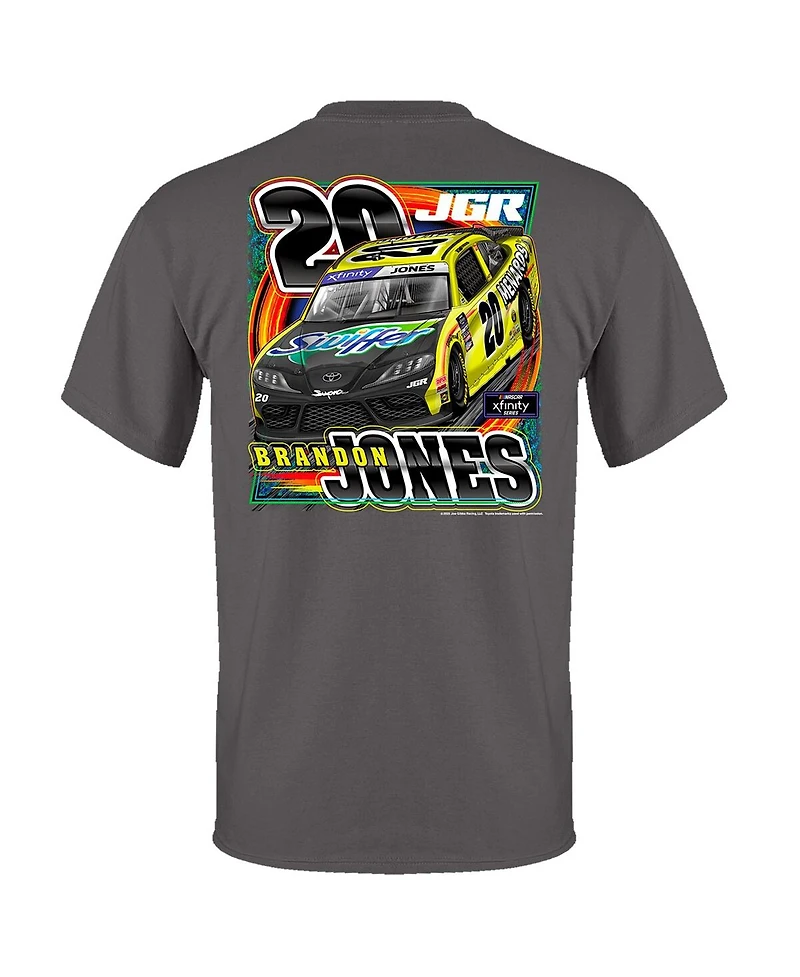 Joe Gibbs Racing Team Collection Men's Charcoal Brandon Jones Menards Car T-Shirt