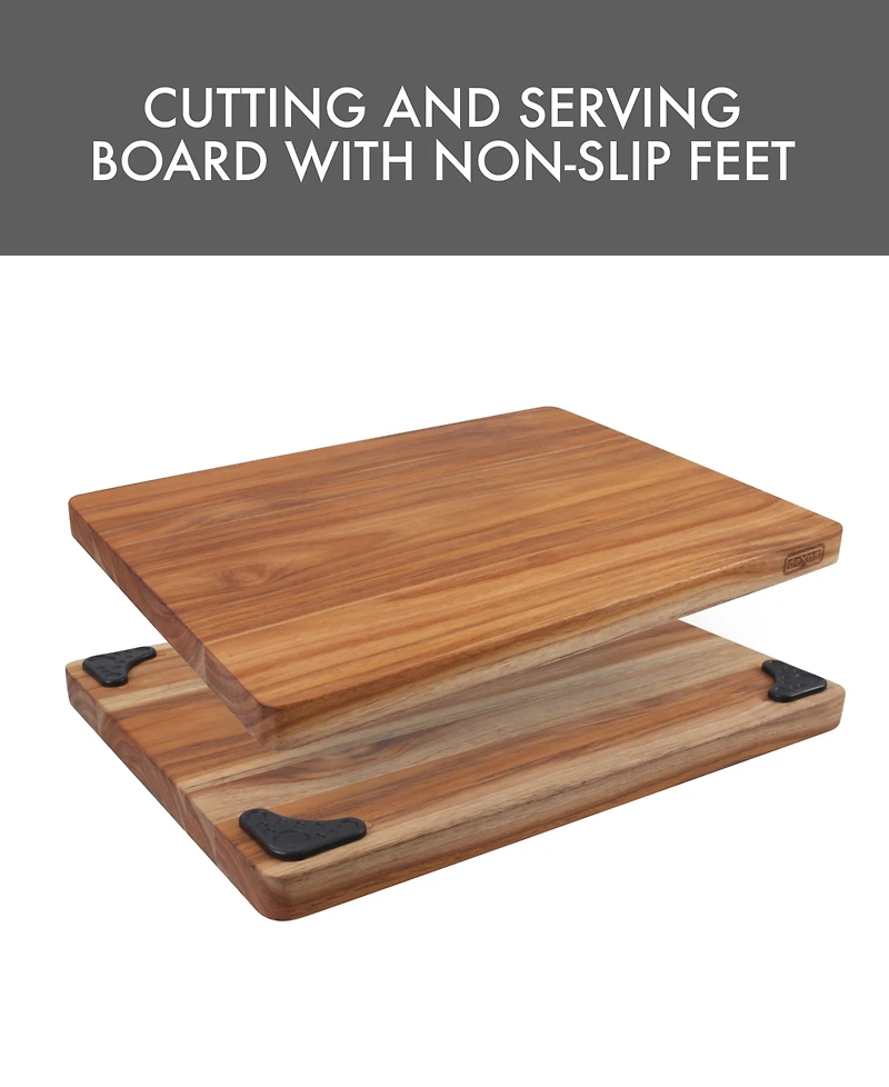 Dexas Teak Butcher Block with Gripp Feet, 12" x 16"