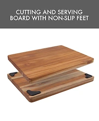 Dexas Teak Butcher Block with Gripp Feet, 12" x 16"