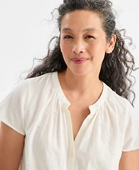 Style & Co Women's Button-Front Flutter-Sleeve Top, Macy's Exclusive