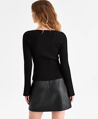 Bar Iii Women's Sweetheart-Neck Bustier Ribbed Sweater, Macy's Exclusive