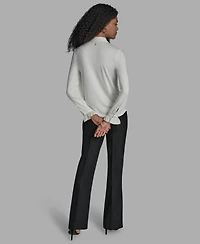 Bcbg Women's Button Down Ruffle Front Blouse
