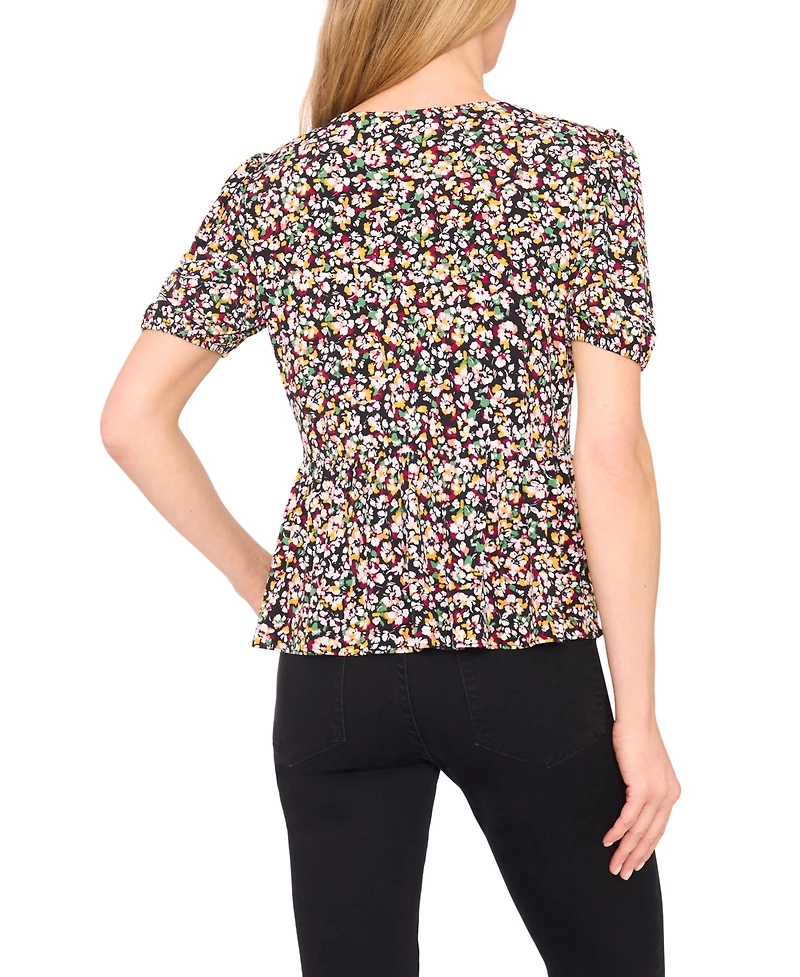 CeCe Women's Short Sleeve Tie Front Top