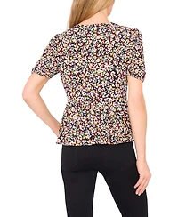 CeCe Women's Short Sleeve Tie Front Top
