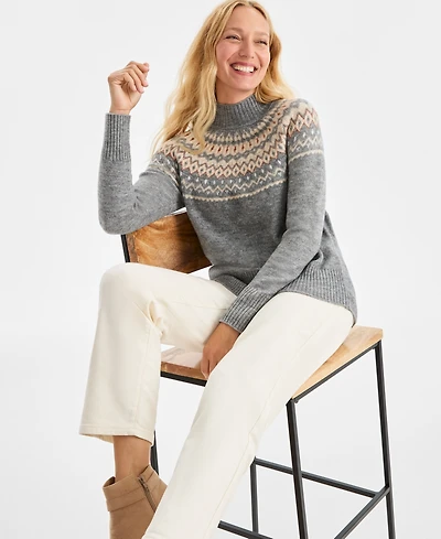 Style & Co Women's Mock-Neck Fair Isle Sweater, Macy's Exclusive