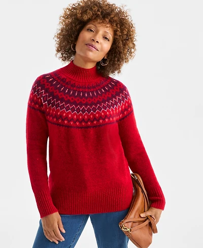 Style & Co Women's Mock-Neck Fair Isle Sweater, Macy's Exclusive