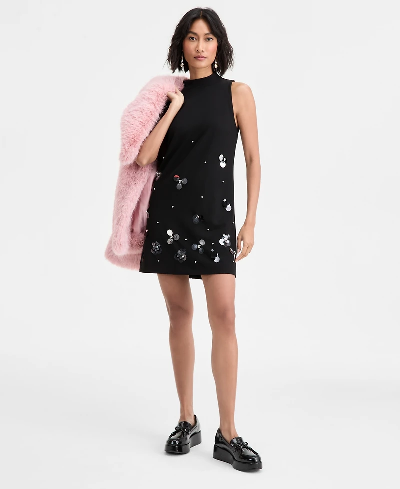 On 34th Women's Paillette Embellished Mock Neck Shift Dress, Macy's Exclusive