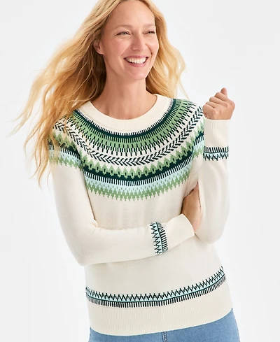 Style & Co Women's Crewneck Fair Isle Sweater, Macy's Exclusive