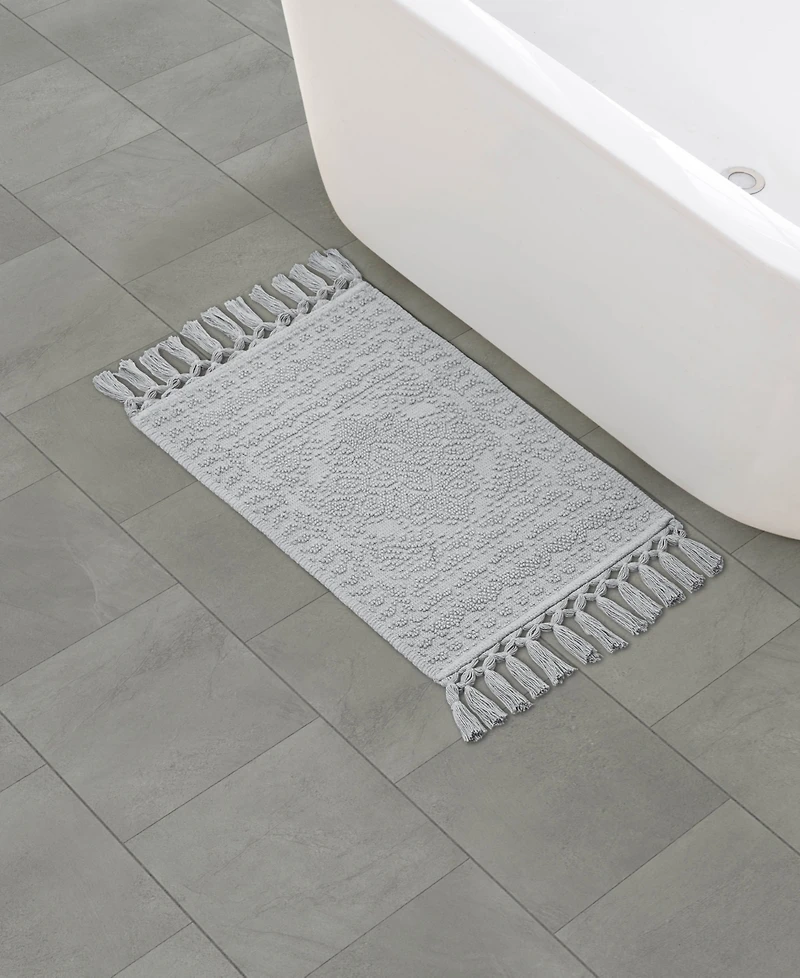 French Connection Nellore Fringe Cotton 17" x 28" Bath Rug