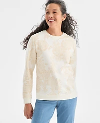 Style & Co Petite Floral Print Long Sleeve Sweater, Macy's Exclusive