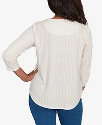 Alfred Dunner Petite Classic Holiday Stockings Gathered Sleeve Top