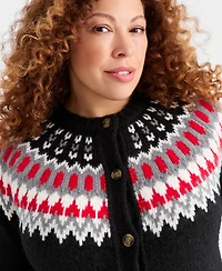 Style & Co Plus Fair Isle Button-Front Cardigan, Macy's Exclusive