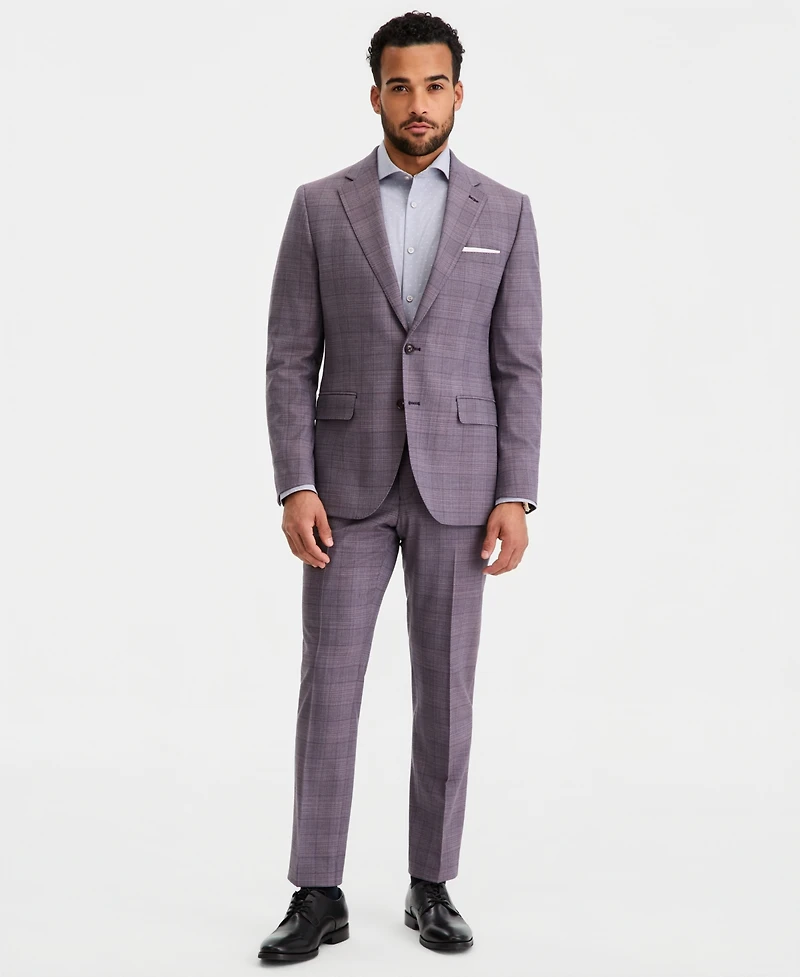 Ted by Baker Men's Modern-Fit Purple Plaid Suit Separates Jacket