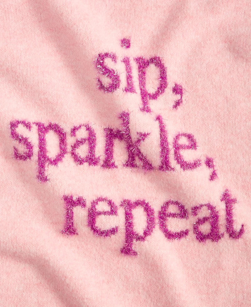 On 34th Women's Sip Sparkle Repeat Crewneck Sweater, Macy's Exclusive
