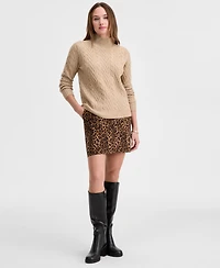 On 34th Women's Mock-Neck Cable-Knit Pullover Sweater, Created for Macy's