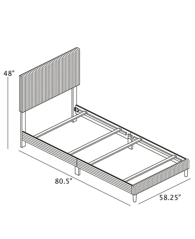 Best Quality Furniture Full Corduroy Velvet Panel Bed