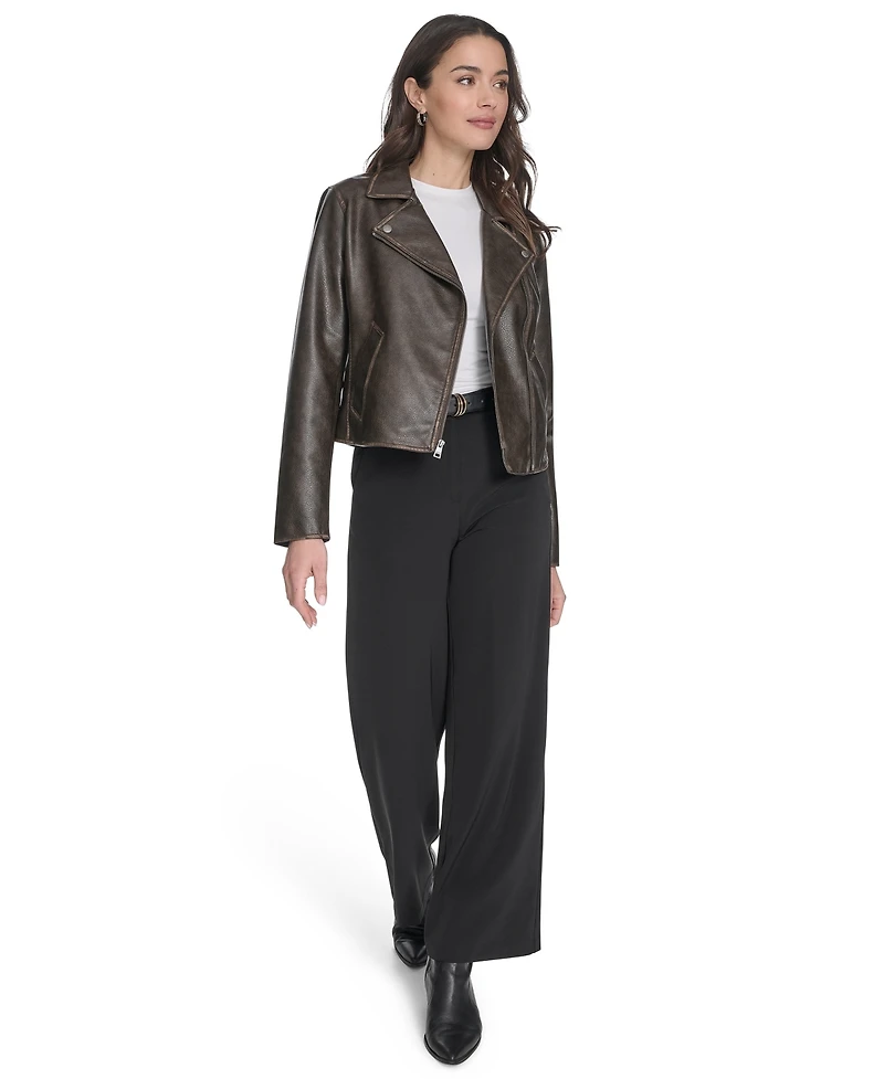 Levi's Women's Faux-Leather Asymmetric-Zip Moto Jacket