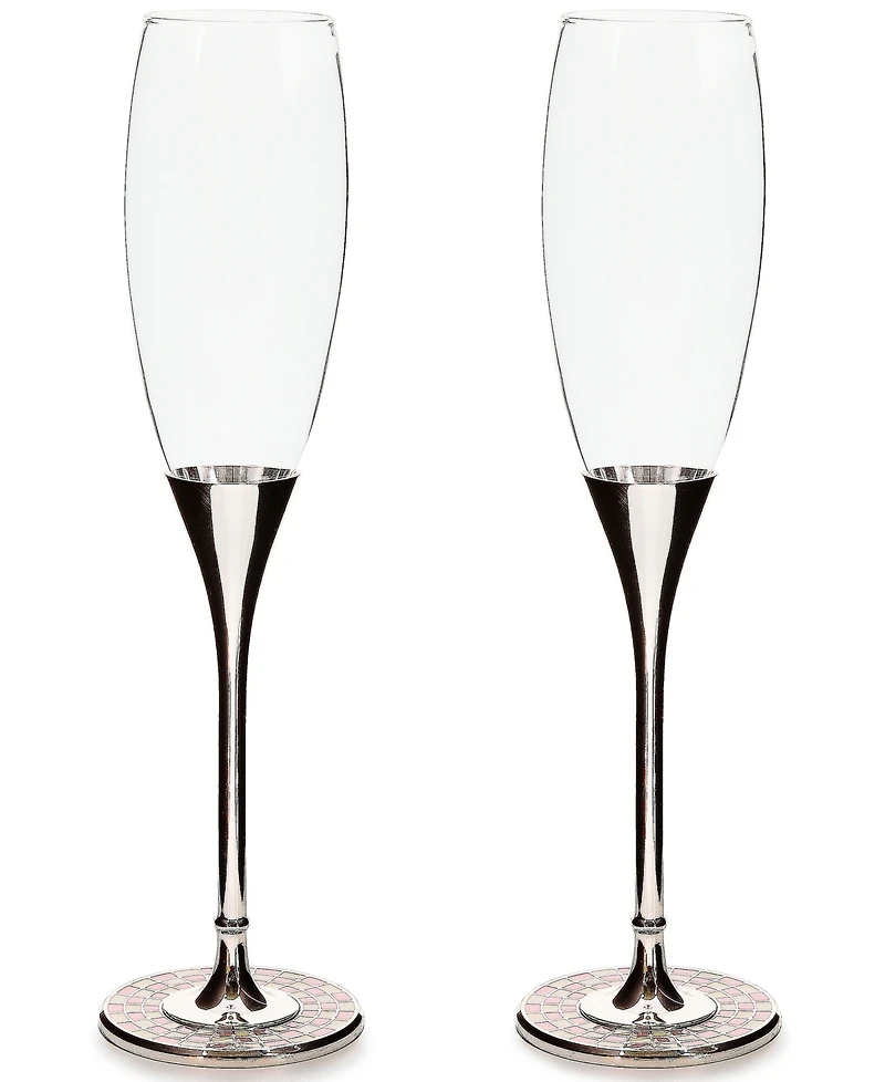 MacKenzie-Childs Celebrate Rosy Toasting Flutes, Set of 2
