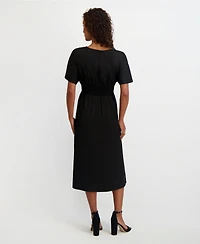 kensie Women's Dolman-Sleeve Cinched-Waist Midi Dress
