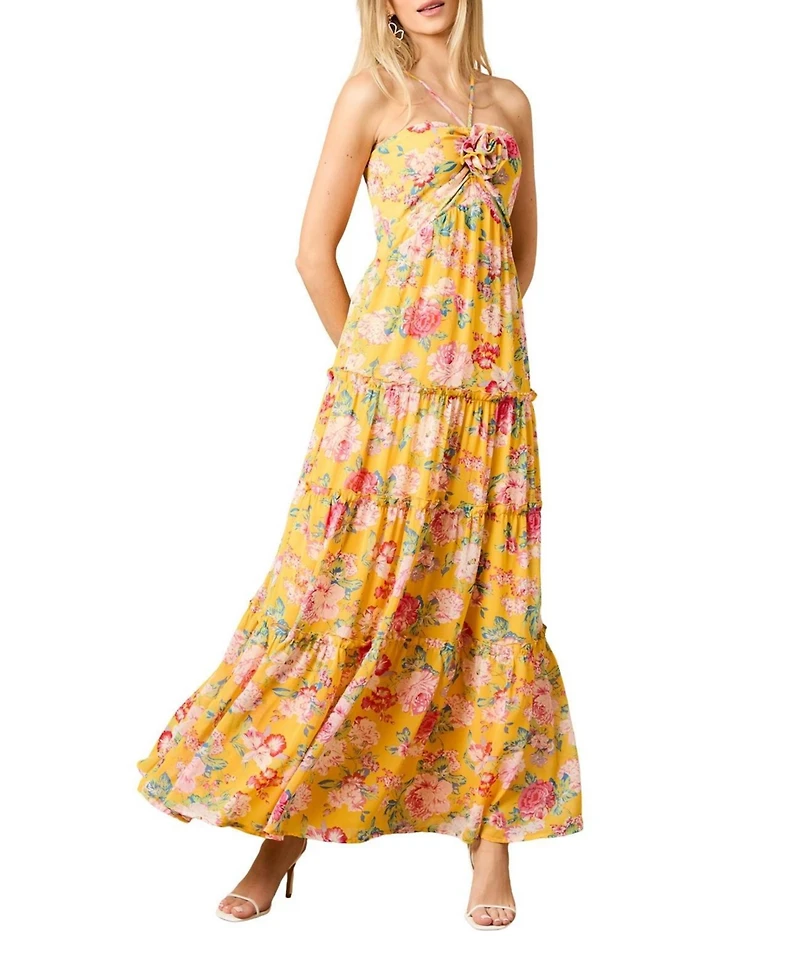 Oasis Women's Rosette Detail Halterneck Midi Dress