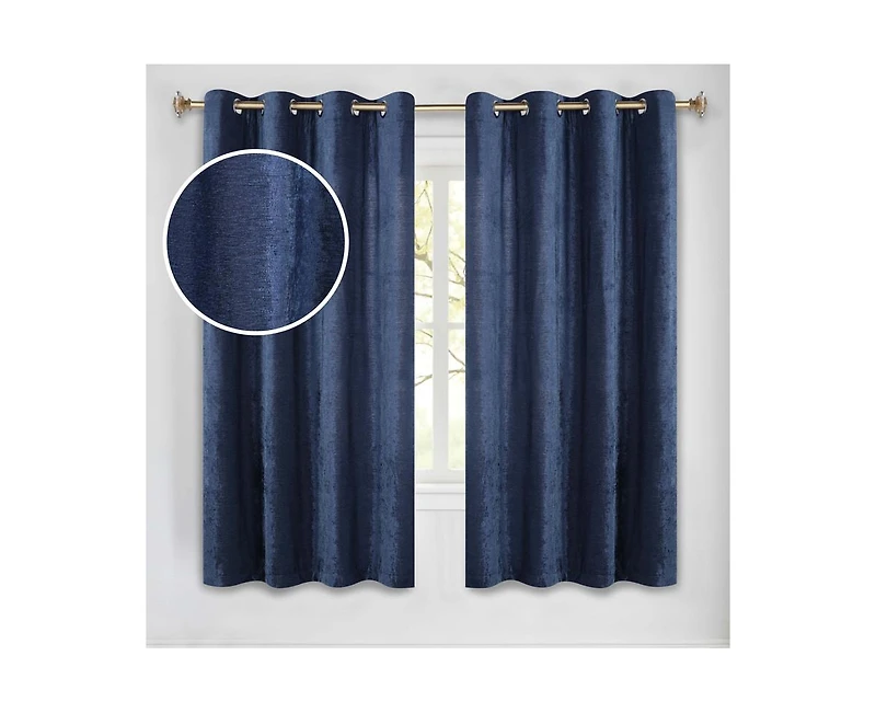Superior Noor Chenille Semi-Blackout Machine Washable Curtains, Set of 2 Panels