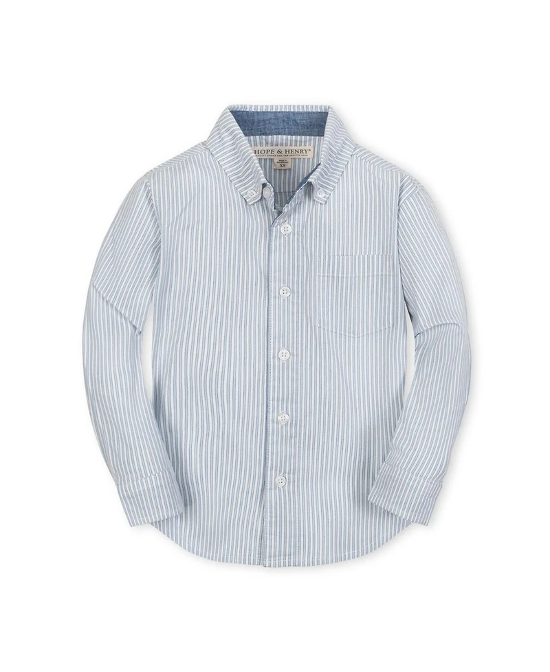 Hope & Henry Little and Big Boys' Organic Stretch Poplin Long Sleeve Button Down Shirt