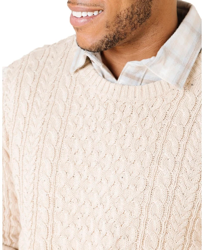 Hope & Henry Men's Organic Cotton Fisherman Sweater