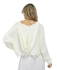 Belle & Bloom Women's Another Love Fringe Knit Zip Cardigan