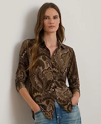 Lauren Ralph Women's Paisley Print Long Sleeve Top