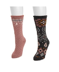 Muk Luks Women's Tall Heat Retainers 2 Pair Pack
