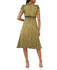 Msk Petite Puff-Sleeve Chiffon Midi Dress