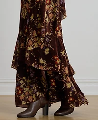Lauren Ralph Women's Floral Print Tiered Maxi Skirt