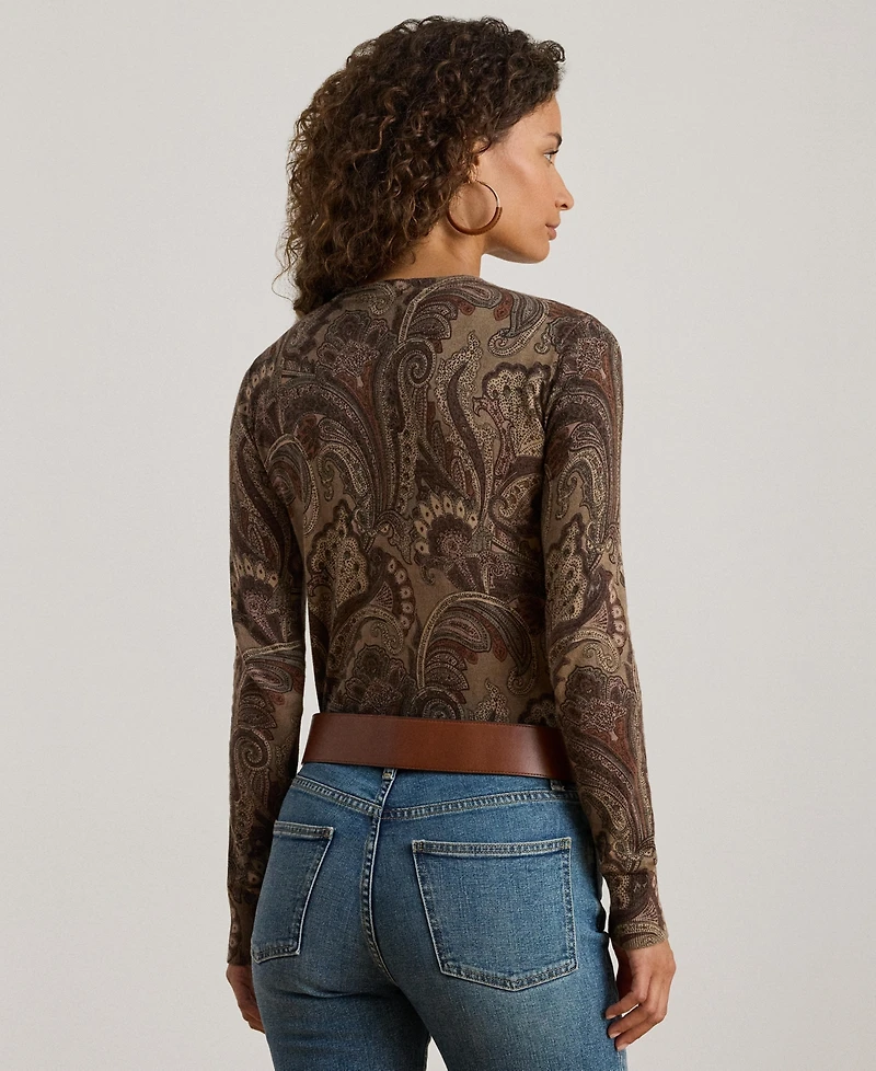 Lauren Ralph Women's Paisley Print Crewneck Sweater