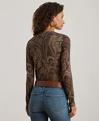 Lauren Ralph Women's Paisley Print Crewneck Sweater
