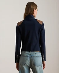 Lauren Ralph Women's Ponte Long Sleeve Moto Jacket