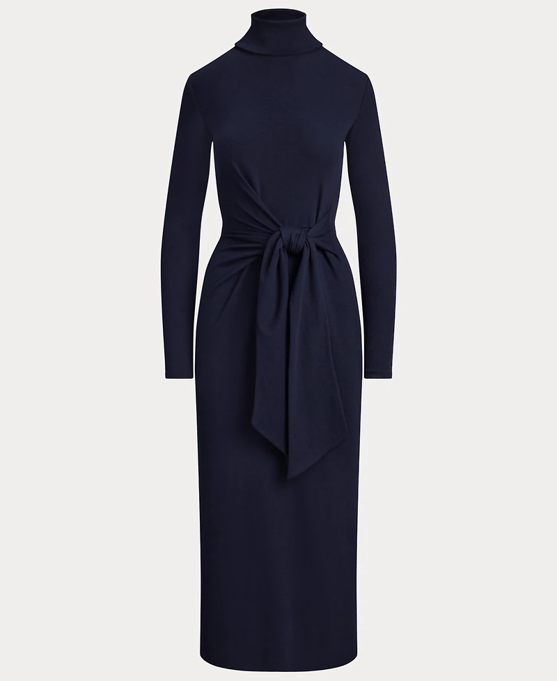 Lauren Ralph Women's Tie-Front Turtle Neck Dress