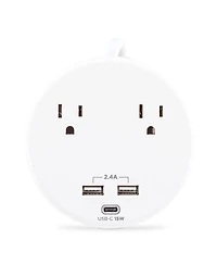 CyberPower P205UC 2-Outlet Round Surge Protector with 2x Usb-a and 1x Usb-c Port, White