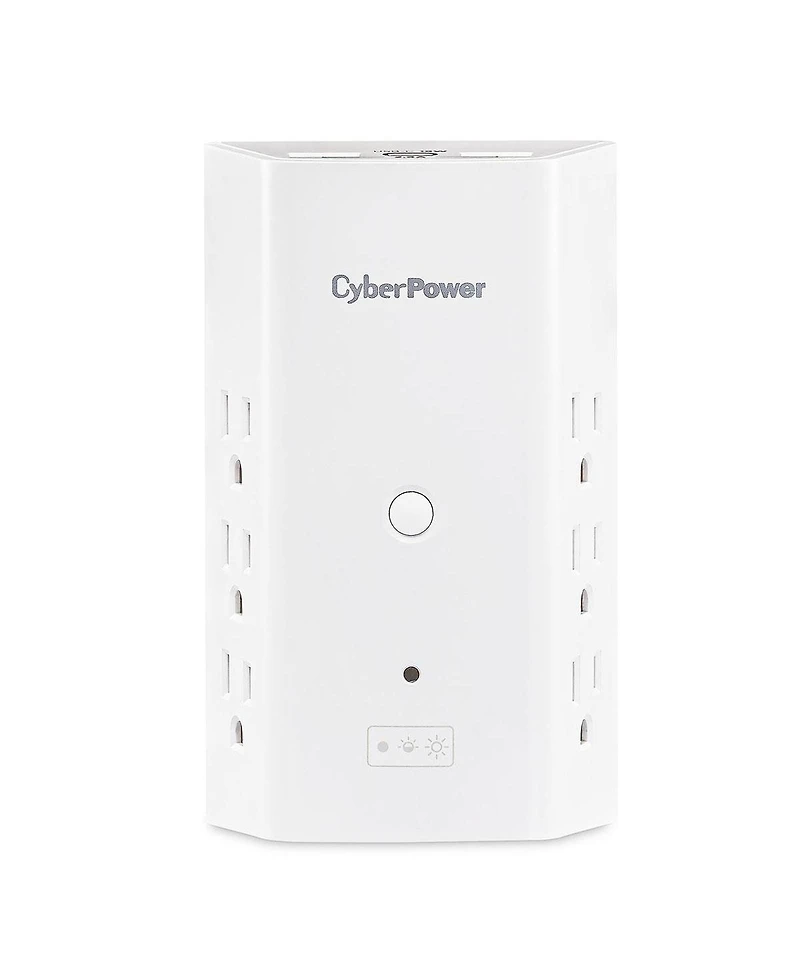 CyberPower P6WUCL 6-Outlet Wall Mount Surge Protector with Usb and Night Light, White