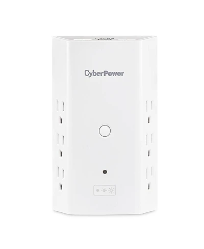 CyberPower P6WUCL 6-Outlet Wall Mount Surge Protector with Usb and Night Light, White