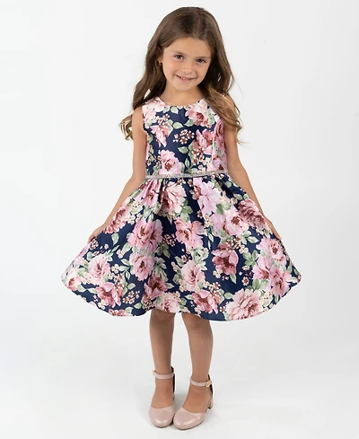 Rare Editions Toddler and Little Girls Mikado Printed Fit Flare Dress