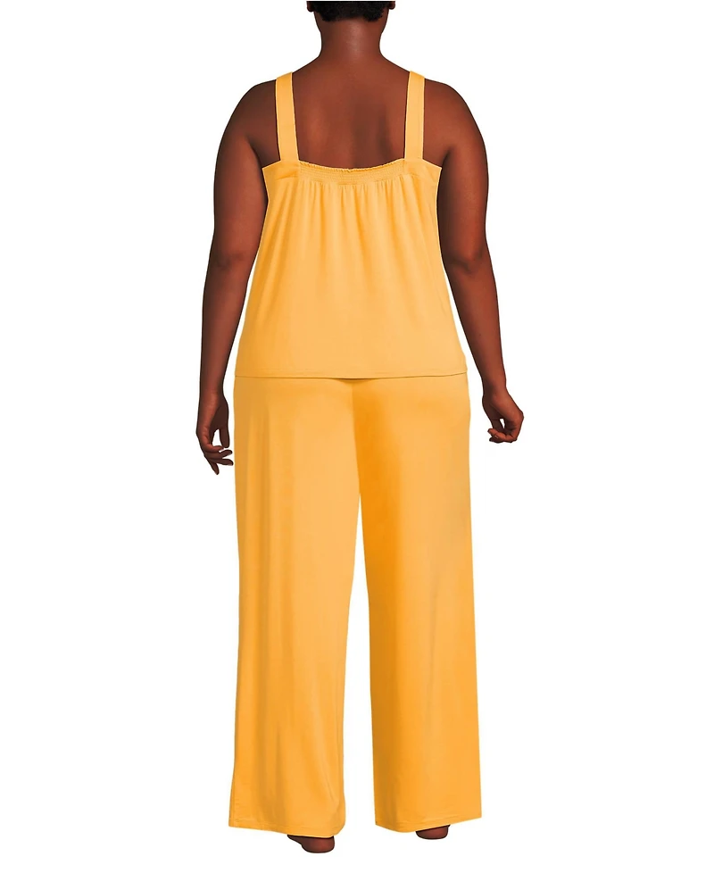 Lands' End Women's Plus Cooling 2 Piece Pajama Set - Sleeveless Square Neck Top and Pants