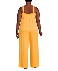 Lands' End Women's Plus Cooling 2 Piece Pajama Set - Sleeveless Square Neck Top and Pants